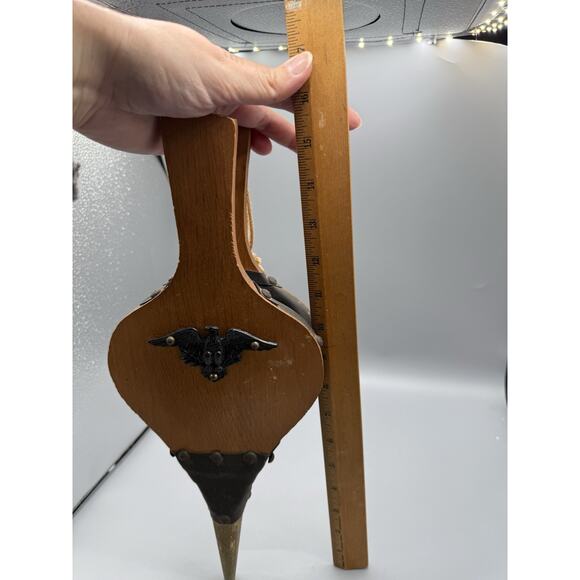 Vintage Wood & Leather Fireplace Bellows with Eagle Emblem – Decorative Piece - Picture 5 of 5